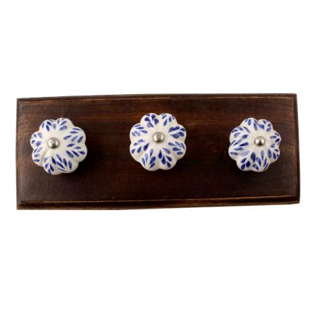 Blue Leaf Ceramic Melon Wooden Hook